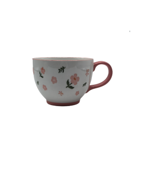 Ceramic Coffee Mug With Pink Flower Patterns