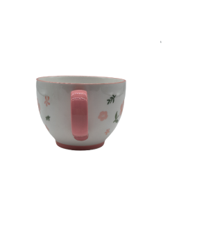 Ceramic Coffee Mug With Pink Flower Patterns
