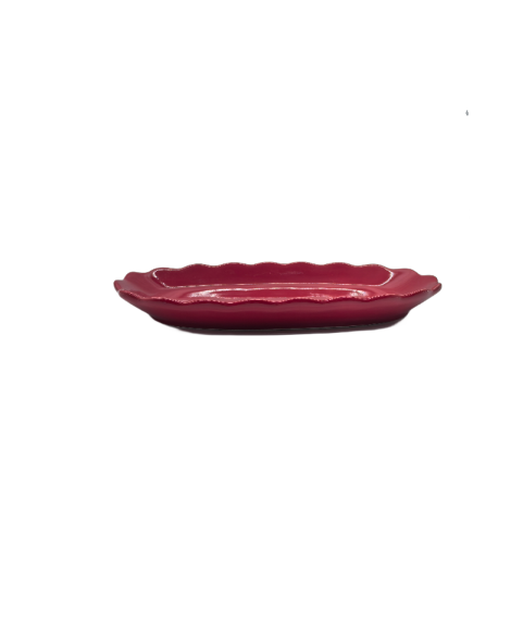Red Porcelain Dinner Plate,Oval Serving Platter For Dessert