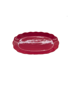 Red Porcelain Dinner Plate,Oval Serving Platter For Dessert