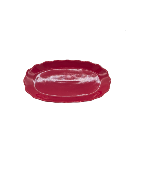 Red Porcelain Dinner Plate,Oval Serving Platter For Dessert
