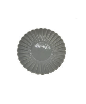 Chrysanthemum Shaped Gray Porcelain Dinner Plate,Round Platter For Dessert