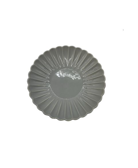 Chrysanthemum Shaped Gray Porcelain Dinner Plate,Round Platter For Dessert