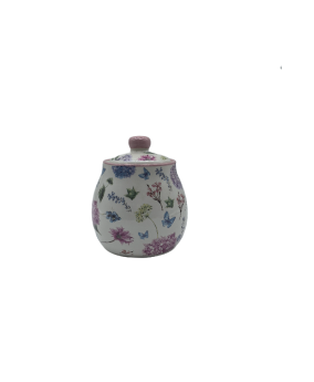 Porcelain Condiment Jar With Lid,Seasoning Jar With Floral Patterns