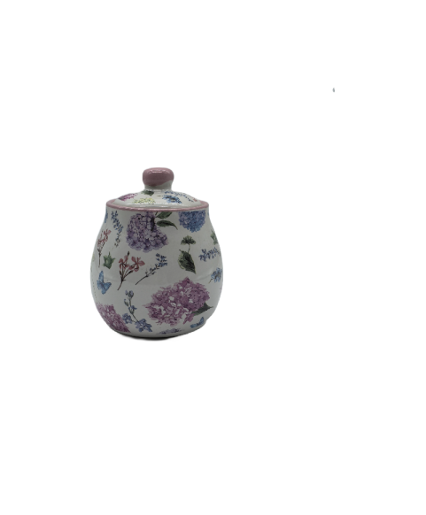 Porcelain Condiment Jar With Lid,Seasoning Jar With Floral Patterns