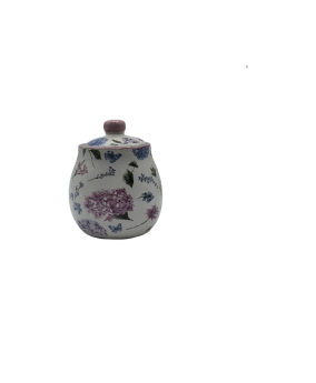 Porcelain Condiment Jar With Lid,Seasoning Jar With Floral Patterns