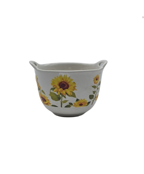 Porcelain Soup Bowl With Handles,Large Bowl With Sunflower Patterns