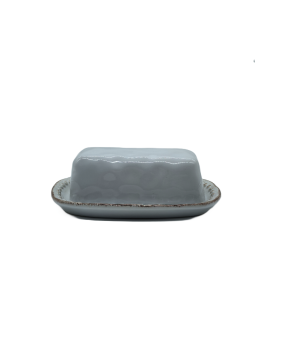 Gray Porcelain Butter Dish With Lid,Rectangular Covered Butter Keeper