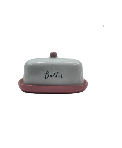 Pink Porcelain Butter Dish With Lid,Rectangular Covered Butter Keeper